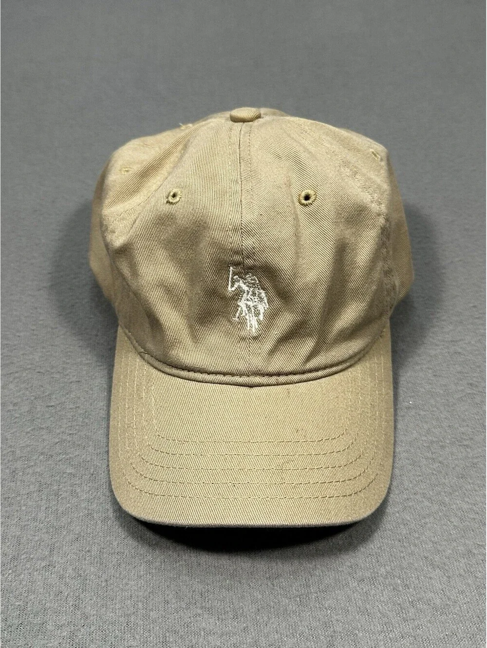 U.S. Polo Assn Tan Dad Hat Adjustable Strap Back Logo Embroidered Cap